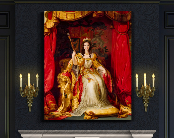 【オーダーメイド】写真からカスタムロイヤルキング天皇皇帝油絵スタイルの肖像画一点物 似顔絵 イラスト彼氏夫の贈り物誕生日 100%