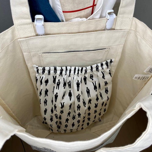 横ギャザーポケット付きトートバッグのオーダー サイドポケット付きトートバッグ,Totebag With Two Side Pockets