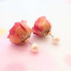 特集掲載　Rosemellia　玫瑰乾燥花　樹脂加工耳環　珍珠後耳扣　❊空郵台灣5-7天 第5張的照片