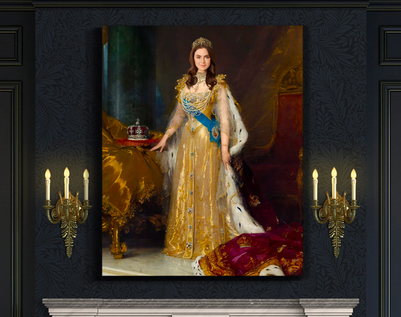 【オーダーメイド】写真からカスタムロイヤルキング天皇皇帝油絵スタイルの肖像画一点物 似顔絵 イラスト彼氏夫の贈り物誕生日 100%