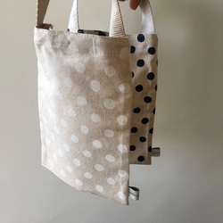 【ぺたんこバッグ】DOT MINI BAG　白丸&紺丸 6枚目の画像