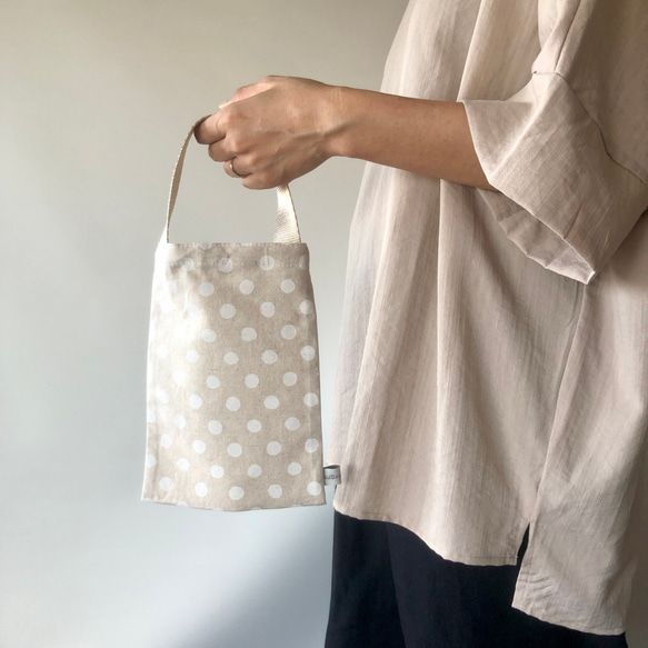 【ぺたんこバッグ】DOT MINI BAG　白丸&紺丸 3枚目の画像