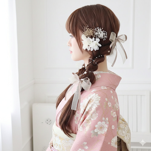 フラワー Uピン / 浴衣 結婚式 卒業式 ヘアアクセサリー ヘアピン