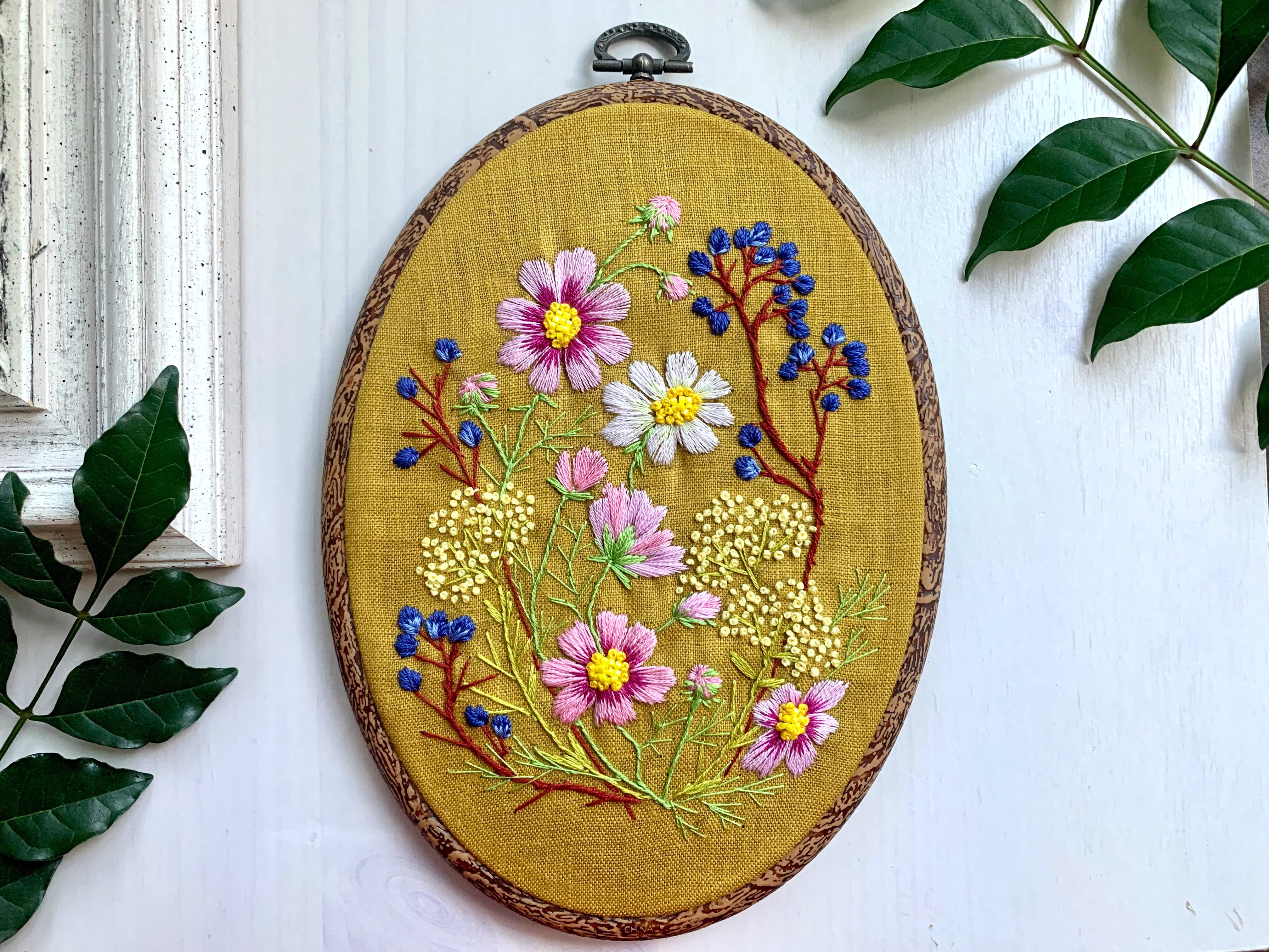 ☆ミュゲです☆秋桜便り2024 コスモスガーデンの刺繍　タペストリー ☆ミュゲです☆秋桜便り2024 コスモスガーデンの刺繍