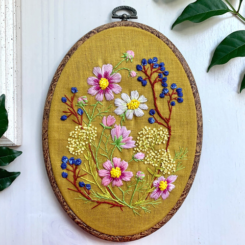 受注製作】コスモスの咲くころ Autumn garden2023 手刺繍タペストリー