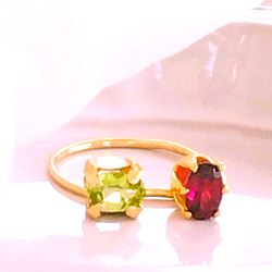 - kirakira -k18gp Peridot & Garnet Necklace 1枚目の画像