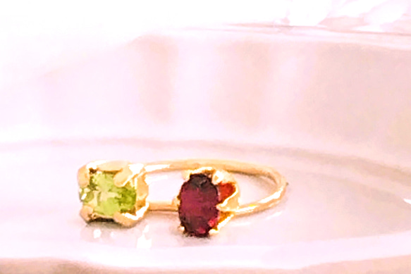 - kirakira -k18gp Peridot & Garnet Necklace 2枚目の画像