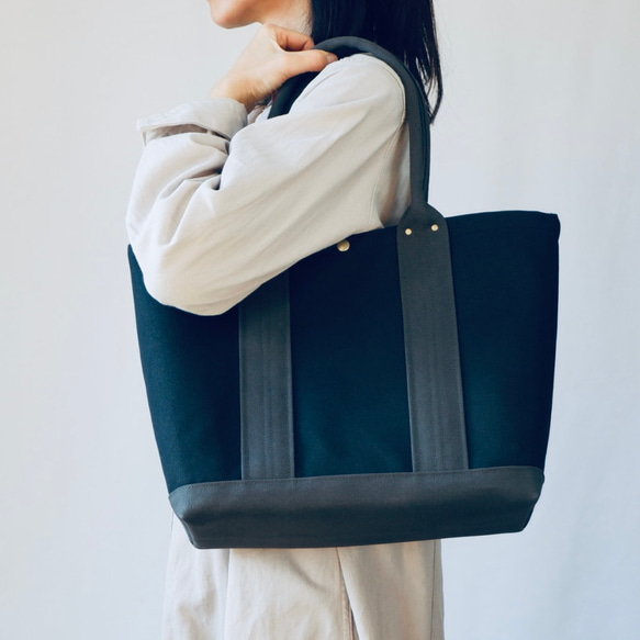 倉敷帆布のA4トート◇classic◇ブラック×チャコール トート