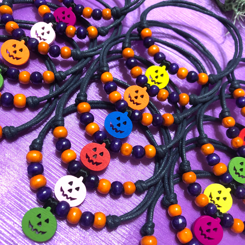 送料無料】✝️ハロウィンウッドビーズ✝️業務用チョーカー【18本