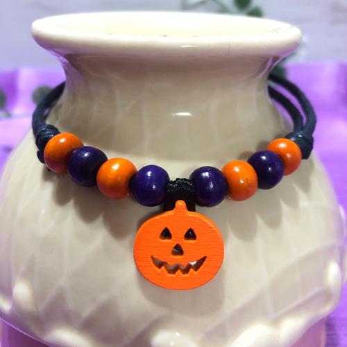 送料無料】✝️ハロウィンウッドビーズ✝️業務用チョーカー【18本