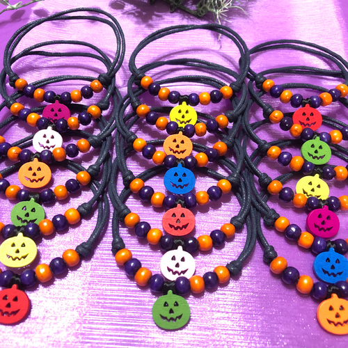 送料無料】✝️ハロウィンウッドビーズ✝️業務用チョーカー【18本