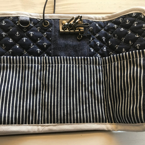 キーケース④ 4連キーケース ナチュラル チェック ストライプ  