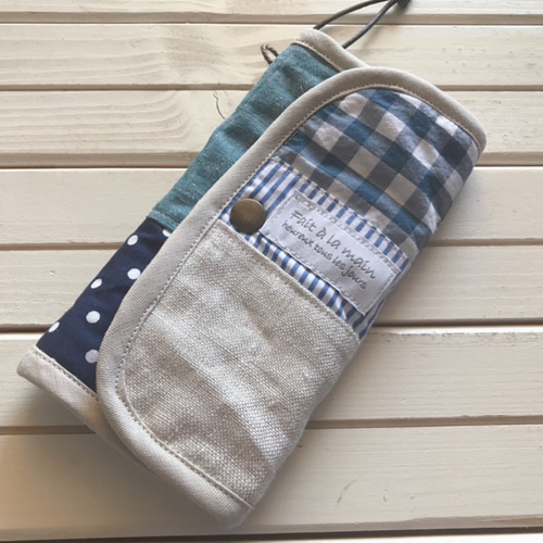 キーケース④ 4連キーケース ナチュラル チェック ストライプ  