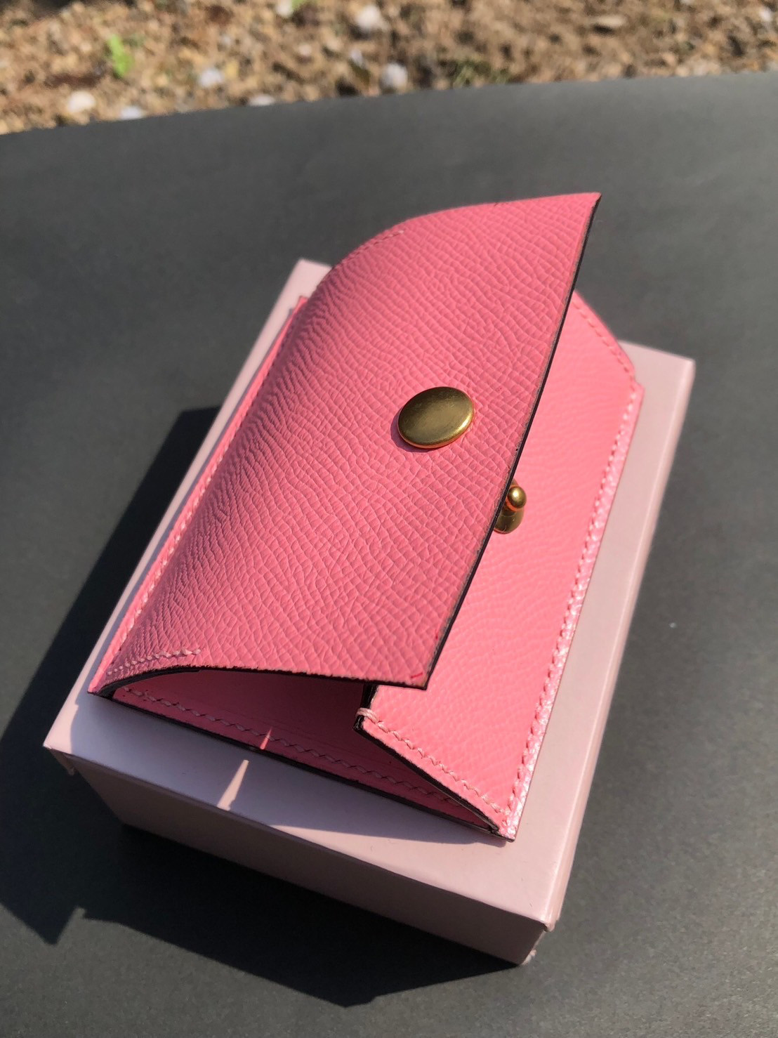 手縫い　ボックス型コインケース  イタリアンレザー