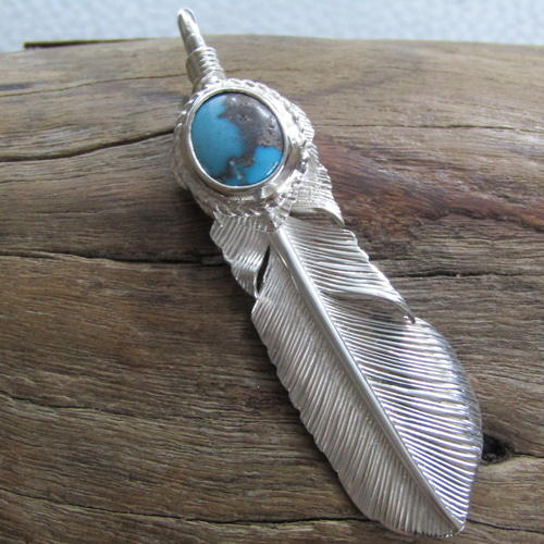 アリゾナ産 ナチュラル ビズビーターコイズ フェザー シルバー925