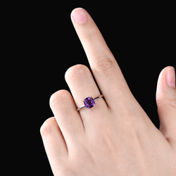 2 月の誕生石天然アメジスト婚約指輪ユニークなパープルクリスタルソリティアリング誕生日ジュエリー記念日ギフト 3枚目の画像