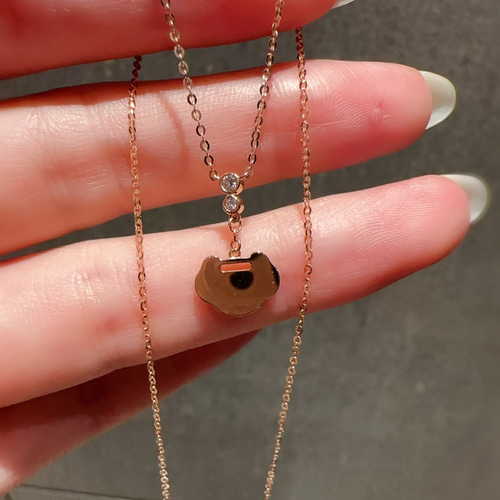 天然ダイヤモンド付きメノウネックレスk18 ネックレス・ペンダント  