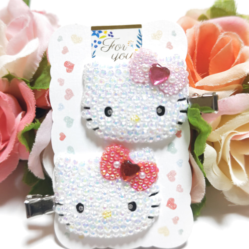 ♡キティちゃん☆前髪クリップ☆オリジナルハンドメイド♡ ヘアピン