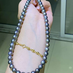 【高級】タヒチ黒蝶真珠　一連ネックレス 2枚目の画像