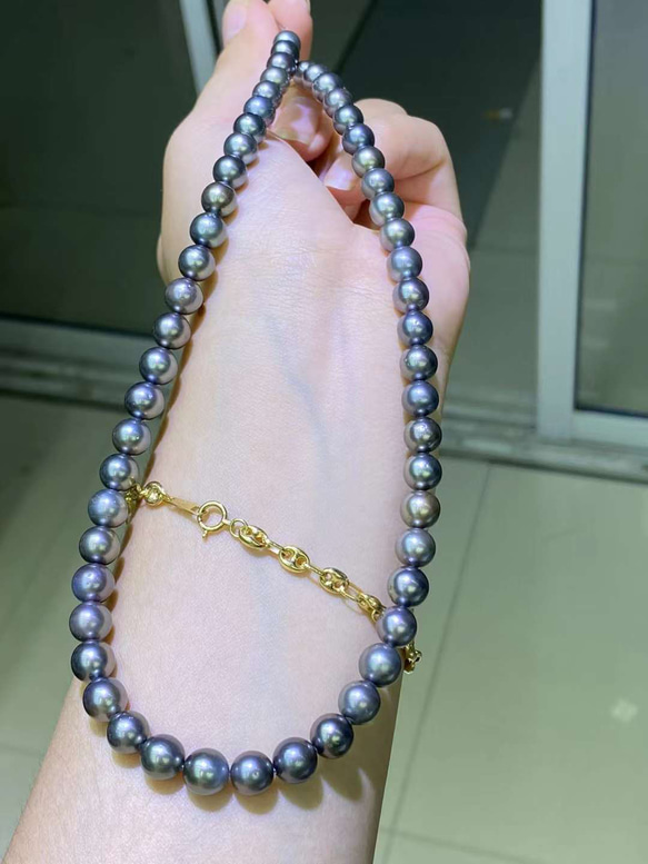 【高級】タヒチ黒蝶真珠　一連ネックレス 2枚目の画像