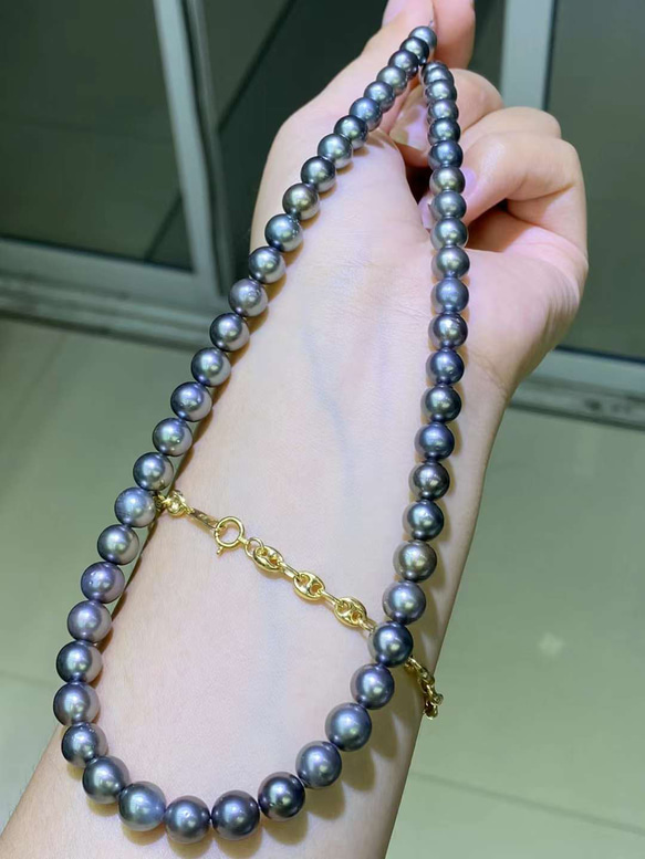 【高級】タヒチ黒蝶真珠　一連ネックレス 1枚目の画像