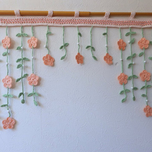 カフェカーテン【☆あみたん☆様オーダー品 花柄刺繍レース