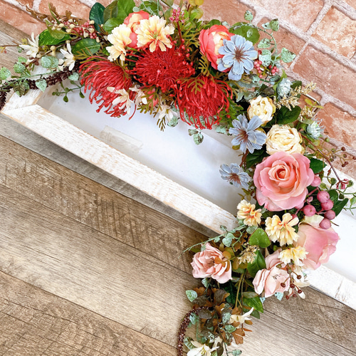 ピンクッションのガーランドリース リース atelierフローラトーン 通販  