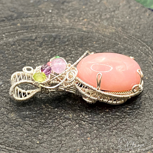 Silver Filled】【ワイヤーアクセサリー】ピンクオパールのペンダント