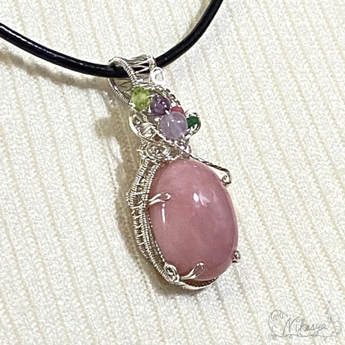 Silver Filled】【ワイヤーアクセサリー】ピンクオパールの