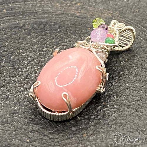 Silver Filled】【ワイヤーアクセサリー】ピンクオパールの