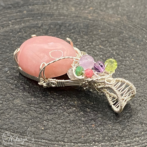 Silver Filled】【ワイヤーアクセサリー】ピンクオパールの