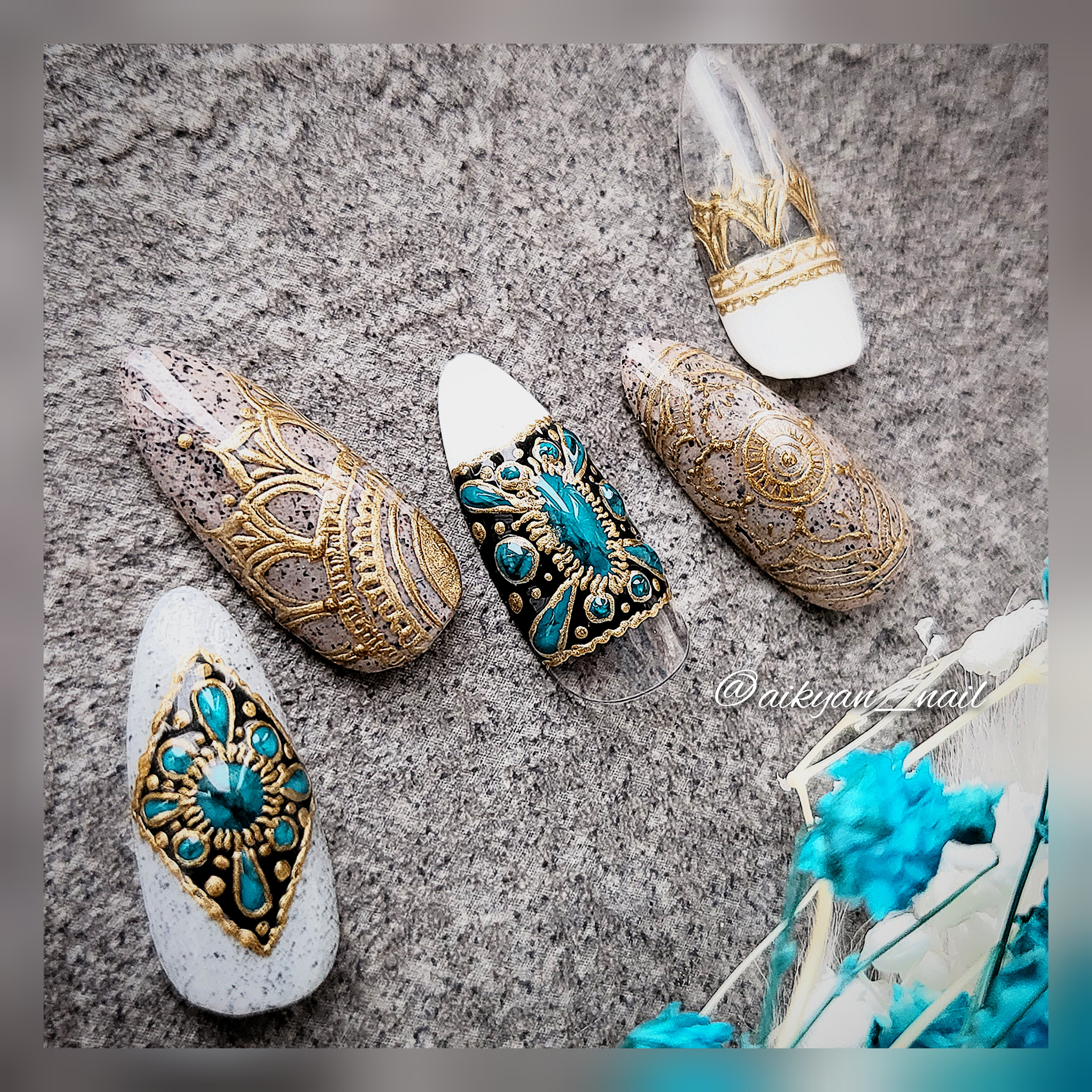 【012】ネイルチップ ボヘミアアート