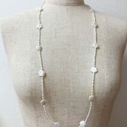 14KG 母の日 本物天然石 翡翠と水晶 淡水パールのアシンメトリー