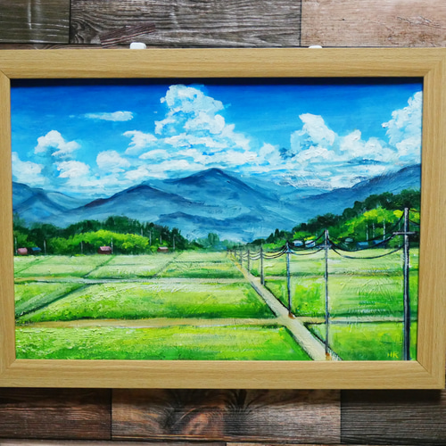 油絵 絵画 【真夏の田んぼ】 絵画 HR 通販 16406207｜Creema