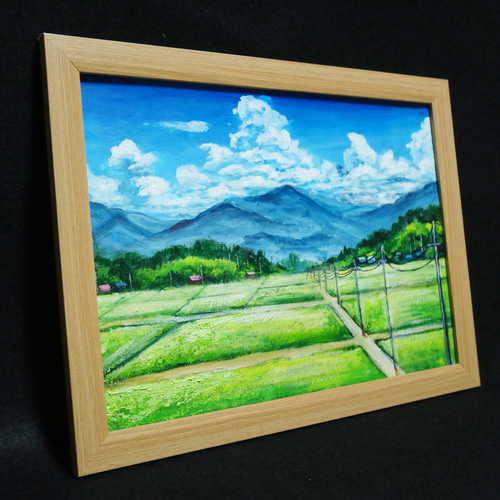 油絵 絵画 【田舎の田んぼ】