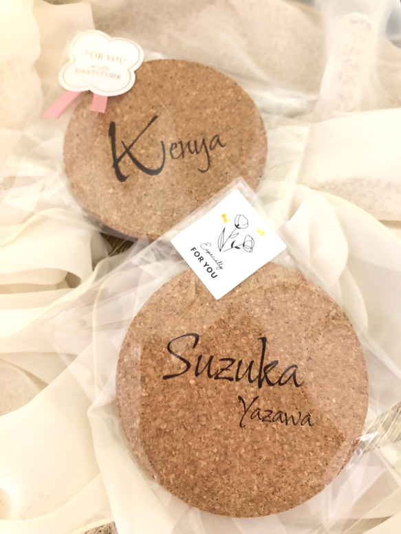 【名入れ無料】　結婚式 席札名入れ コルクコースター おしゃれ 13枚目の画像