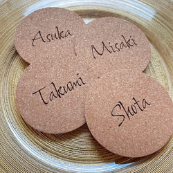 【名入れ無料】　結婚式 席札名入れ コルクコースター おしゃれ 3枚目の画像