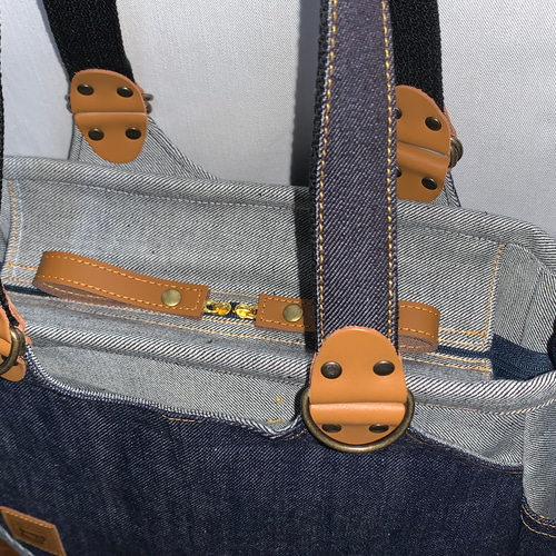 ☆ハンドメイド♪ ＊岡山デニム4way♪あおりバッグ ＊便利小物