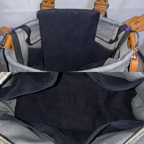 ☆ハンドメイド♪ ＊岡山デニム4way♪あおりバッグ ＊便利小物