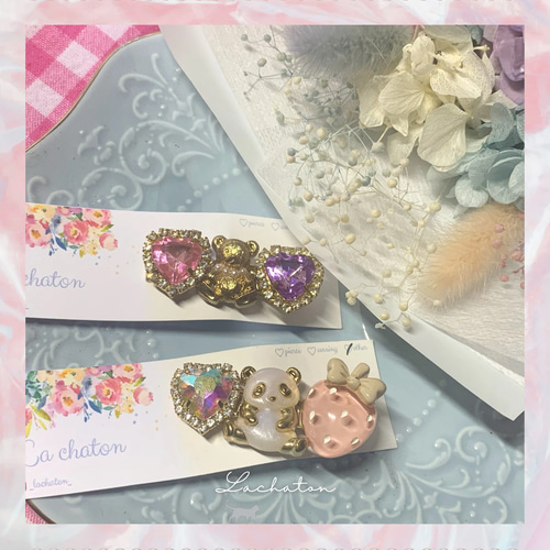 ピンクの葉模様ヘアクリップ ヘアクリップ｜スクエアと花｜ピンク・紫 | POOPOOPAPER