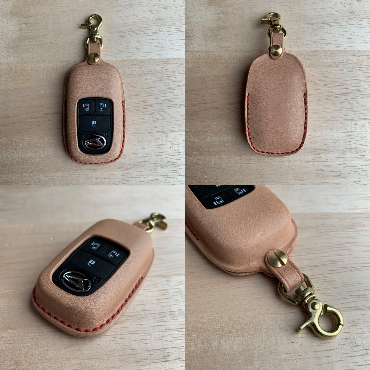 さわ様オーダー品　DAIHATSU　エンジンスターターリモコンカバー　栃木レザー【名入れ無料・選べる革とステッチ】手縫い