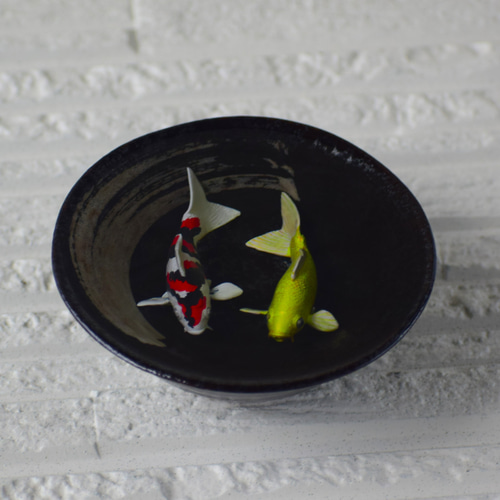 置物 水辺の風景 受注制作 錦鯉 小鉢黒② 和雑貨 インテリア雑貨