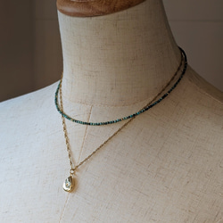 ✦再販まつり2026【14kgf】極小2㎜　細い　天然石アフリカンターコイズのネックレス　お守りアクセサリー（JS８） 10枚目の画像