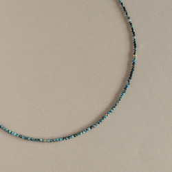 ✦再販まつり2026【14kgf】極小2㎜　細い　天然石アフリカンターコイズのネックレス　お守りアクセサリー（JS８） 3枚目の画像