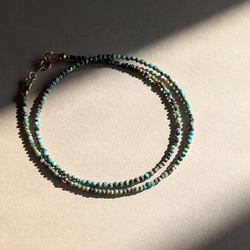 ✦再販まつり2026【14kgf】極小2㎜　細い　天然石アフリカンターコイズのネックレス　お守りアクセサリー（JS８） 6枚目の画像