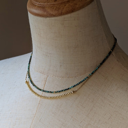 ✦再販まつり2026【14kgf】極小2㎜　細い　天然石アフリカンターコイズのネックレス　お守りアクセサリー（JS８） 8枚目の画像