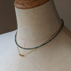 ✦再販まつり2026【14kgf】極小2㎜　細い　天然石アフリカンターコイズのネックレス　お守りアクセサリー（JS８） 9枚目の画像