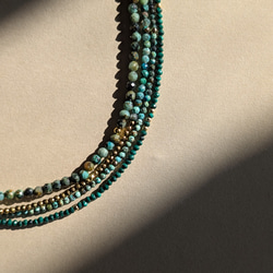 ✦再販まつり2026【14kgf】極小2㎜　細い　天然石アフリカンターコイズのネックレス　お守りアクセサリー（JS８） 13枚目の画像