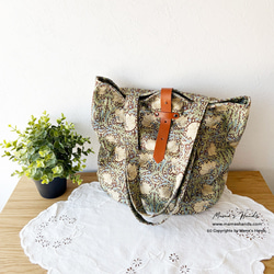 ⭐️已售出7件⭐️《威廉·莫里斯經典款》棕褐色花卉圖案皮革（中號）輕便A4手提包 第6張的照片