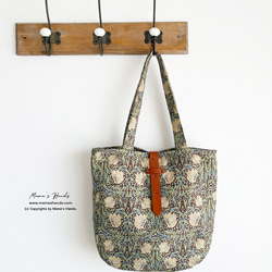 ⭐️已售出7件⭐️《威廉·莫里斯經典款》棕褐色花卉圖案皮革（中號）輕便A4手提包 第8張的照片